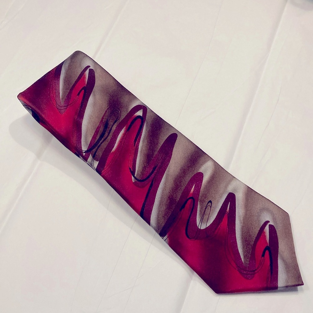 J. Garcia Floating Planes Stylish Red and Gray Men's Tie